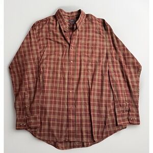 Arrow Sport Mens Large Flannel Shirt Red Plaid Sleeve Button Up